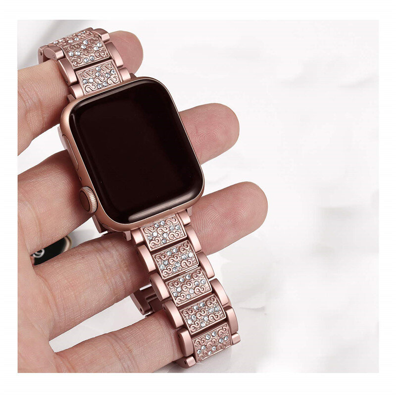 Diamentowy zegarek pasek na pasek do Apple Watch 38mm 40mm 42mm 44mm pulseira bransoletka ze stali nierdzewnej dla Apple zegarek iwatch 5 4 3 2 1