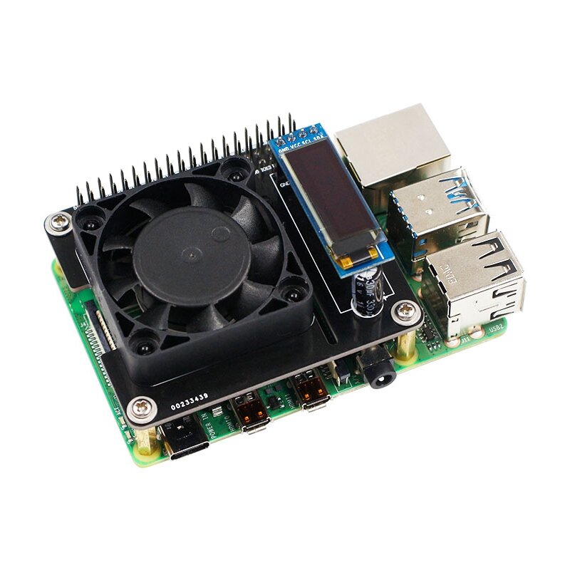 Intelligent Temperature Control Fan Expansion Board with Oled Lcd for Raspberry Pi 4 Model B/3B+/3B