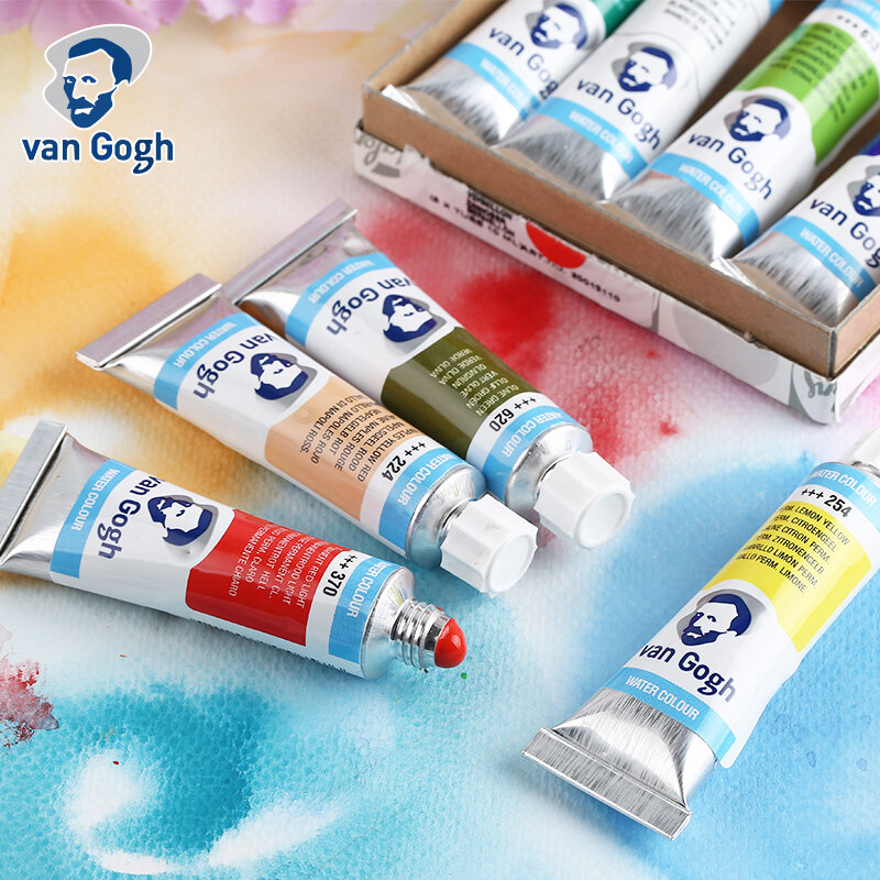 Van gogh-tubo profissional de tinta aquarela, 40 cores, azul, verde, 10ml, aquarela para pintura, aquarel, aquarelas, suprimentos de arte
