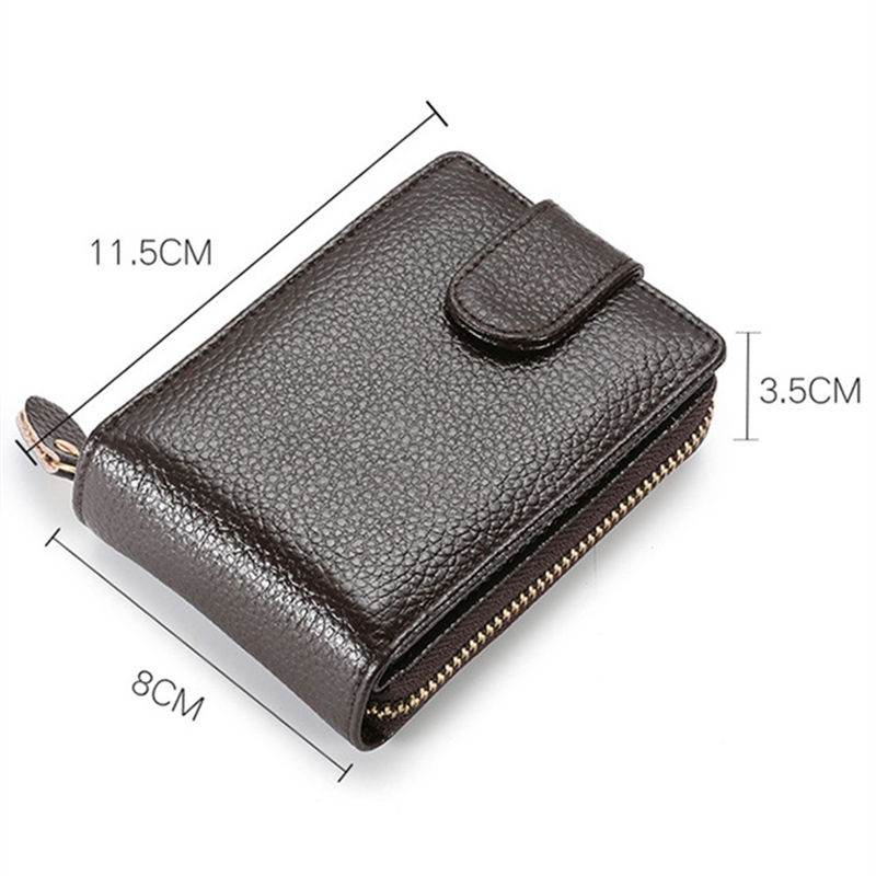 2023 New Wallet First Layer Cowhide Driver's License Wallet RFID Anti-theft Brush Wallet Leather Zipper Organ Wallet
