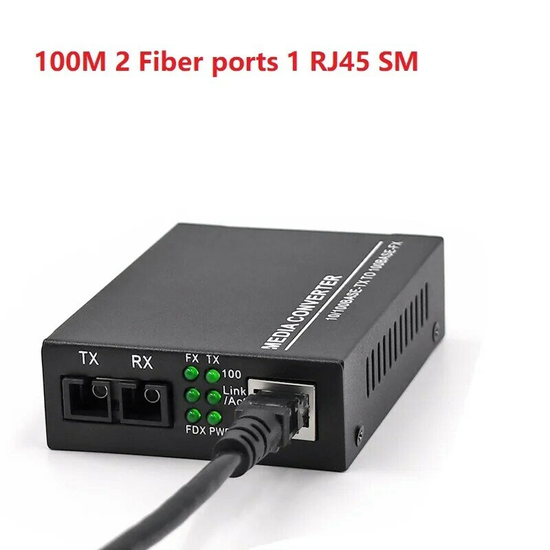Convertisseur émetteur-récepteur Fiber optique 100M, Mode simple/Multiple double Fiber /2 ports, émetteur-récepteur Fiber optique, convertisseur de média 1RJ45