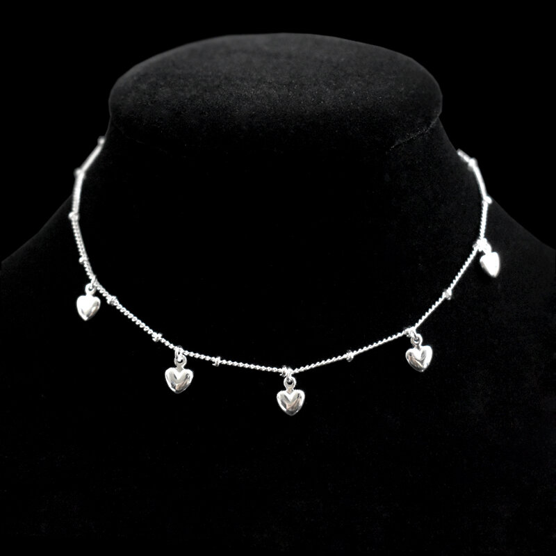 Nowe mody 925 srebro proste wykwintne serce wisiorek obrączki kobiety biżuteria urodziny prezent lato łańcuszek na kostkę bransoletki