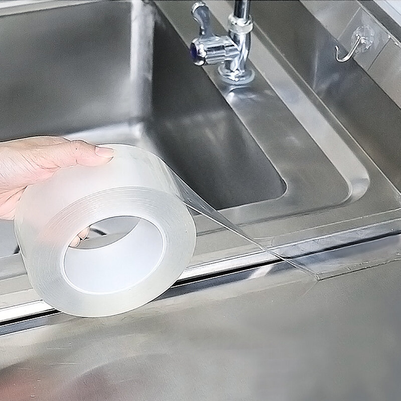 Molde impermeable para hueco de fregadero de cocina, cinta transparente autoadhesiva fuerte, herramienta de sellado de agua autoadhesiva para Baño