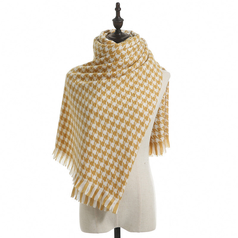 Mil xadrez pashmina cachecol inverno feminino quente sof grandes cachecóis hight marca luxe borla feminino foulard bufandas cachecol envoltório