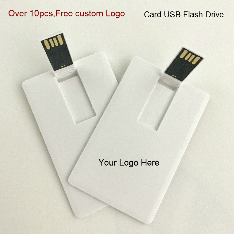 Cartão de crédito impressão com logo personalizado, pen drive usb 2.0 4gb 8gb 16gb 32gb cartão de visita (acima de 10 peças de logotipo grátis)
