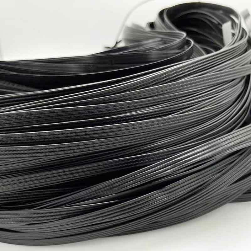 Ratán sintético plano negro de cuatro cables, material tejido, utilizado para tejer y reparar ratán de plástico para sillas, mesas, hammoc, 500g, 70m
