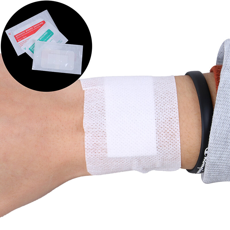 10 sztuk 6x7cm 6x10cm oddychające Self-samoprzylepny opatrunek na ranę plaster bandaż duże rany pierwszej pomocy rany hemostazy