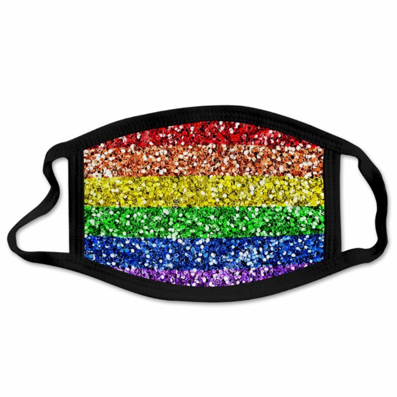 Neue Unisex LGBT Stolz Eis Seide Mund Maske Regenbogen Streifen Digital Print Gesicht Abdeckung 28TF
