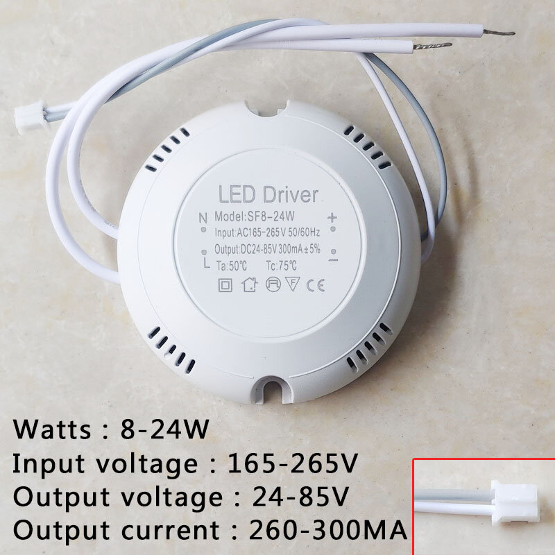 Fuente de alimentación de AC165-265V de Controlador LED, transformador de iluminación para lámpara de techo, CC 24-80V, 60V-130V, 8W, 12W, 18W, 24W, 36W
