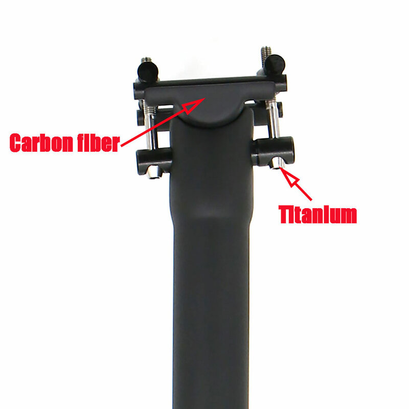Tija de sillín de fibra de carbono para bicicleta de montaña, tija de sillín ultraligera, tornillo de titanio 27,2/30,9/31,6*300/350/40