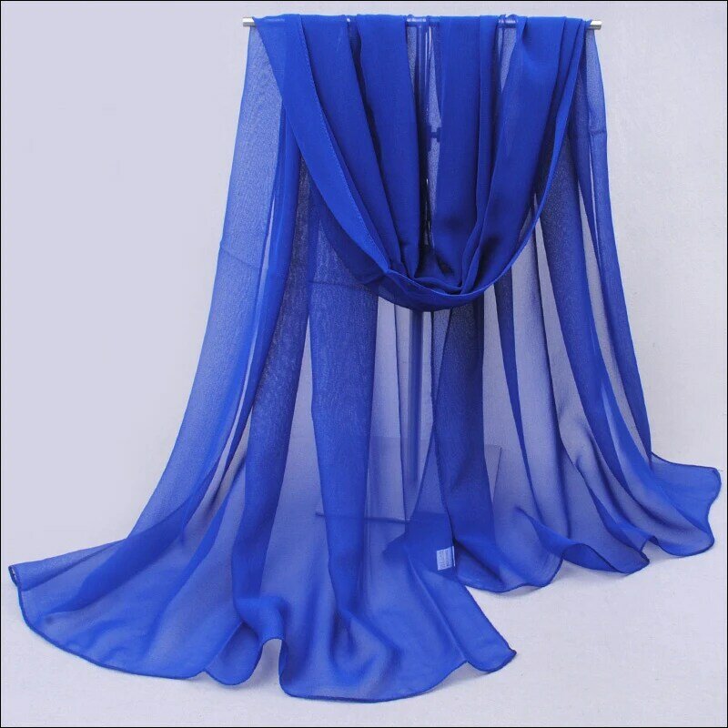 Шифоновый шелковый шарф для женщин, модные однотонные шелковые шарфы, весенний женский простой шарф для девушек, женский шарф из полиэстера P5A16017