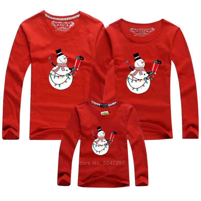 家族クリスマスマッチング服母娘tシャツエルフサンタクローストナカイプリントtシャツ赤パジャマトップ