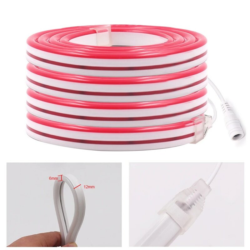 DC12V Dimmable Neon Light 6x12mm Waterproof LED Strip 2835 Flexible Ribbon Tape Neon Rope for Home Decoration 1m 2m 3m 4m 5m