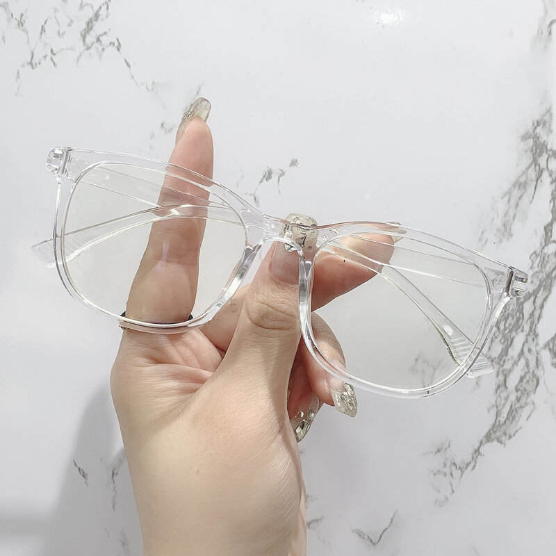Montura de gafas de ordenador transparente para hombres y mujeres, gafas cuadradas Anti luz azul, gafas de bloqueo, gafas ópticas redondas