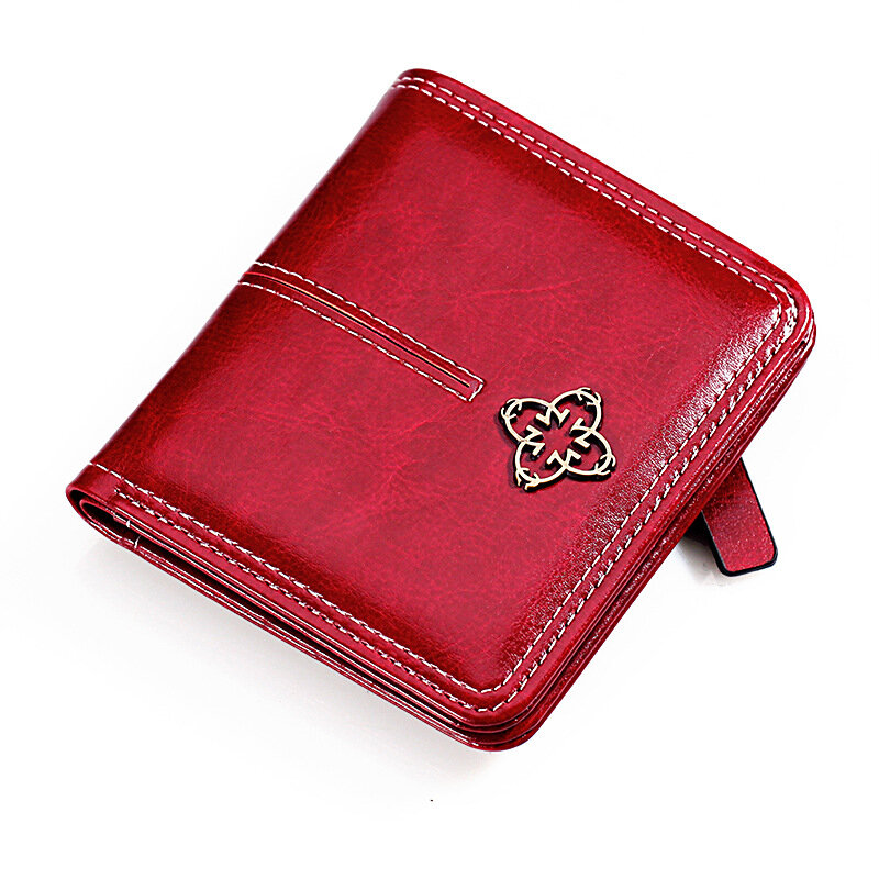 Mini billetera de cuero de lujo para mujer, monedero con broche, billetera pequeña, bolso de mano, 2022