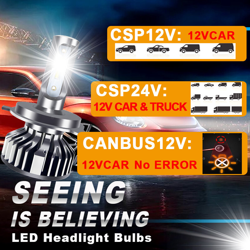 Baishid Car Lights H4 LED CANBUS LED H7 20000LM H11 lampe pour ampoules de phares de voiture H1 H3 H9 9005 9006 HB3 HB4 antibrouillard 12V 24V