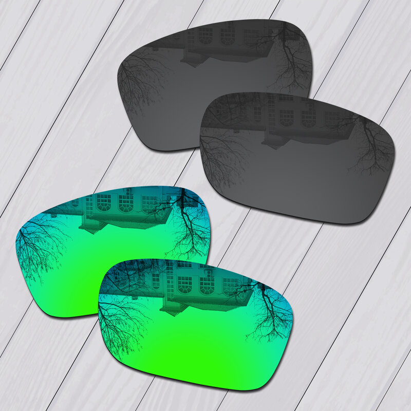 E.o.s 2 Pasang Hitam & Hijau Zamrud Terpolarisasi Lensa Pengganti untuk Oakley DROP Point OO9367 Kacamata Hitam