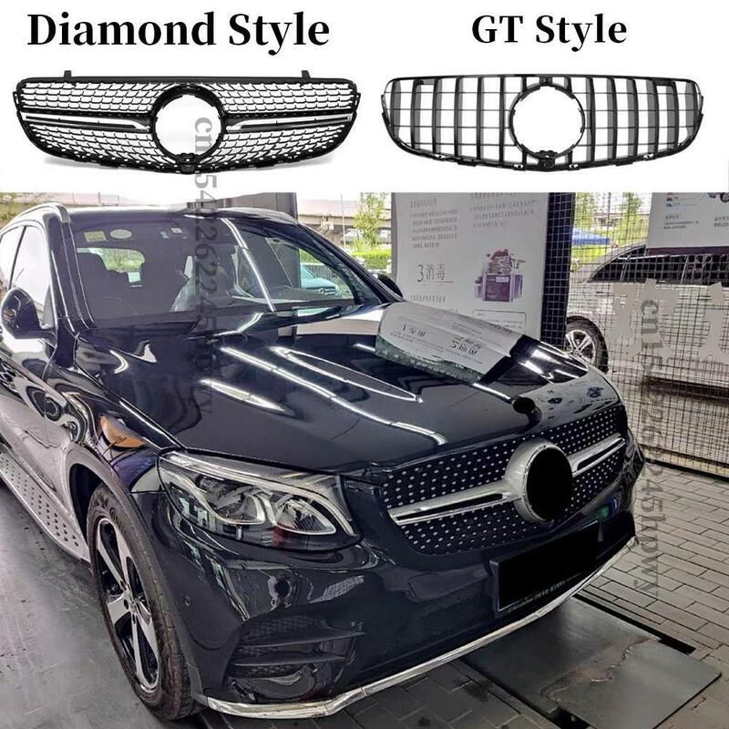 Sport GT Diamond Style Hood Mesh Front Bumper Grille, Grill de entrada para Mercedes X253, Benz GLC 2015-2018, acessórios de ajuste de grade