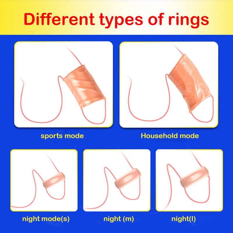 5 pçs prepúcio correção pênis manga galo anel glans estimular brinquedos sexuais para homens atraso ejaculação parafuso forma dois tamanhos