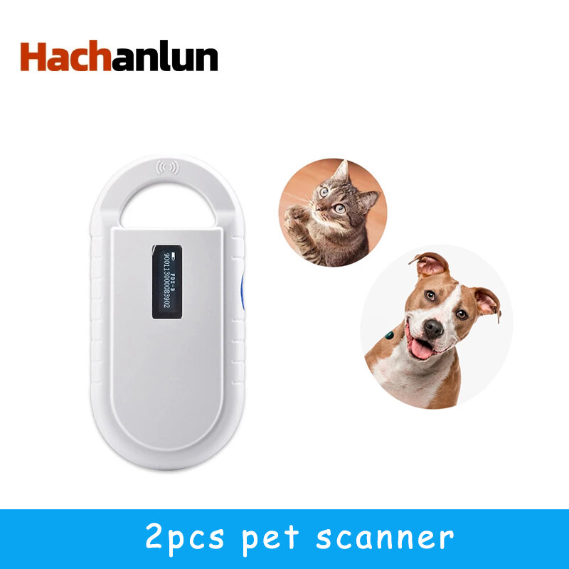 Leitor de microchip para animais de estimação, transponder com usb, rfid, para cães e gatos, 2 peças/conjunto