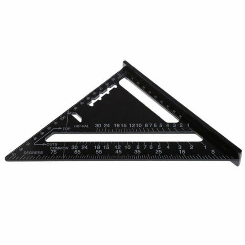 Righello triangolare 7 pollici angolo in lega di alluminio goniometro velocità metrico quadrato righello di misurazione per la costruzione di strumenti per cornici calibri