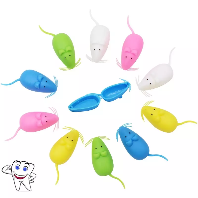 10 szt./opakowanie plastikowy pojemnik na zęby dla dzieci w kształcie myszy z mały uroczy zęby mleczne z zapasem pudełka na zęby dla dzieci prezent dla dzieci pudełeczko na ząbki losowy