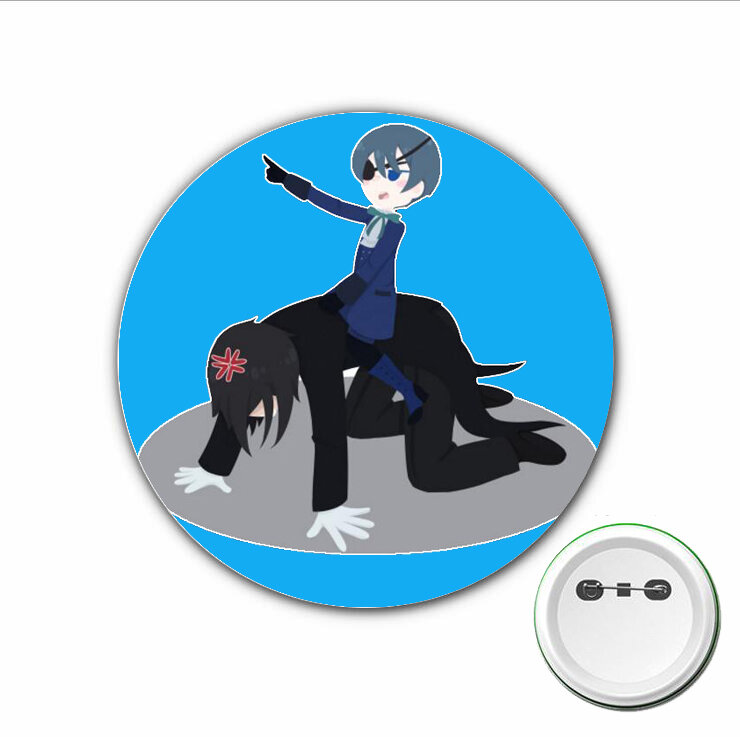 3 buah anime Black Butler Ciel lencana Cosplay kartun bros pin ikon lencana dekorasi kancing lencana aksesori pakaian