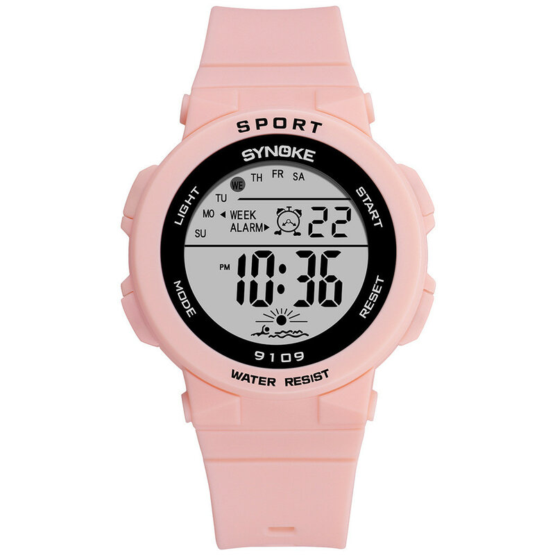 50M 방수 디지털 전자 시계, 어린이 학생 스포츠 스타일 다채로운 발광 시계