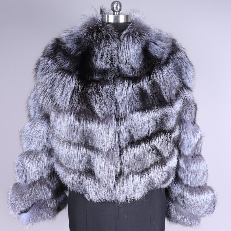 Winter fox fur coat Women's leather jacket Parker coat natural fox fur coat Fashion warmth