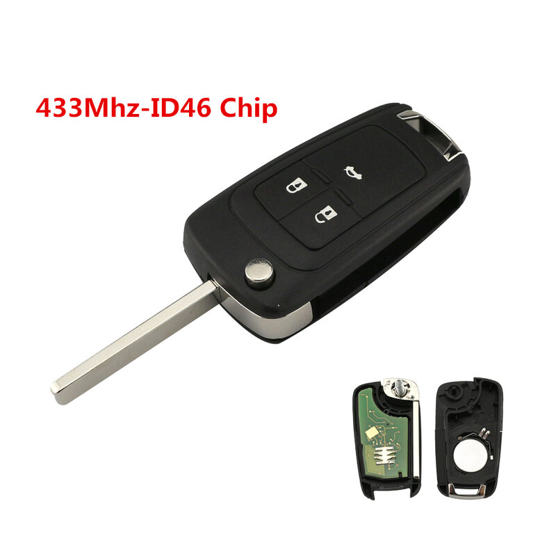 YIQIXIN-llave remota de coche, Chip transpondedor ID46 de 433Mhz y 2/3 botones para Opel Vauxhall Astra J Corsa E Insignia Zafira C 2009-2016