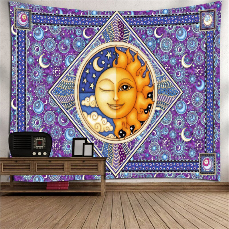 100% Polyester Retro Sonne Tapisserie Schlafsaal Tapestry Room Dekoration Hause Schlafzimmer Dekoration Ornamente
