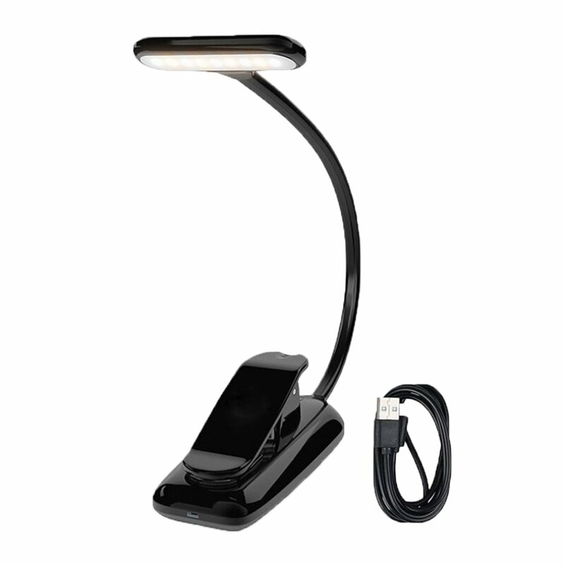 Перезаряжаемый светодиодный USB светильник для чтения, гибкая лампа для чтения с зажимом, Настольная портативная лампа с клипсой
