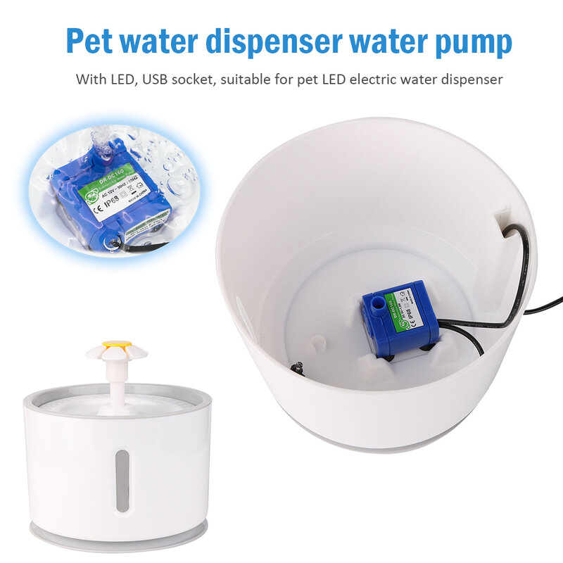 Distributeur d'eau automatique pour animaux de compagnie, pompe bleue DR-DC160 avec lumière bleue Led, Interface USB, conception Unique, fournitures pour animaux de compagnie