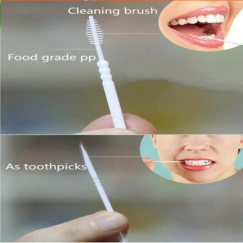 100ชิ้น2หัว Superfine ฟัน Stick Disposable ทันตกรรมไหมขัดฟันแท่ง Toothpicks Party ฟันสะอาดอาหารคราบทันตกรรม care