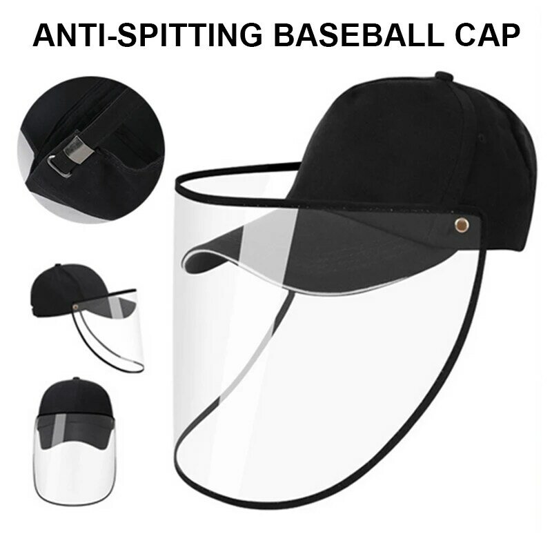 Gorra de béisbol desmontable antisaliva para exteriores, protector facial, 1 unidad, nueva