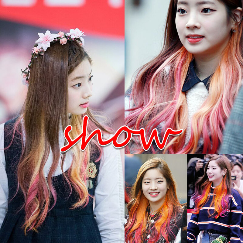AOOSOO-extensiones de cabello con rayas de arcoíris, color sintético rosa, clip de extensión de cabello, extensiones de cabello liso, pinzas para el cabello