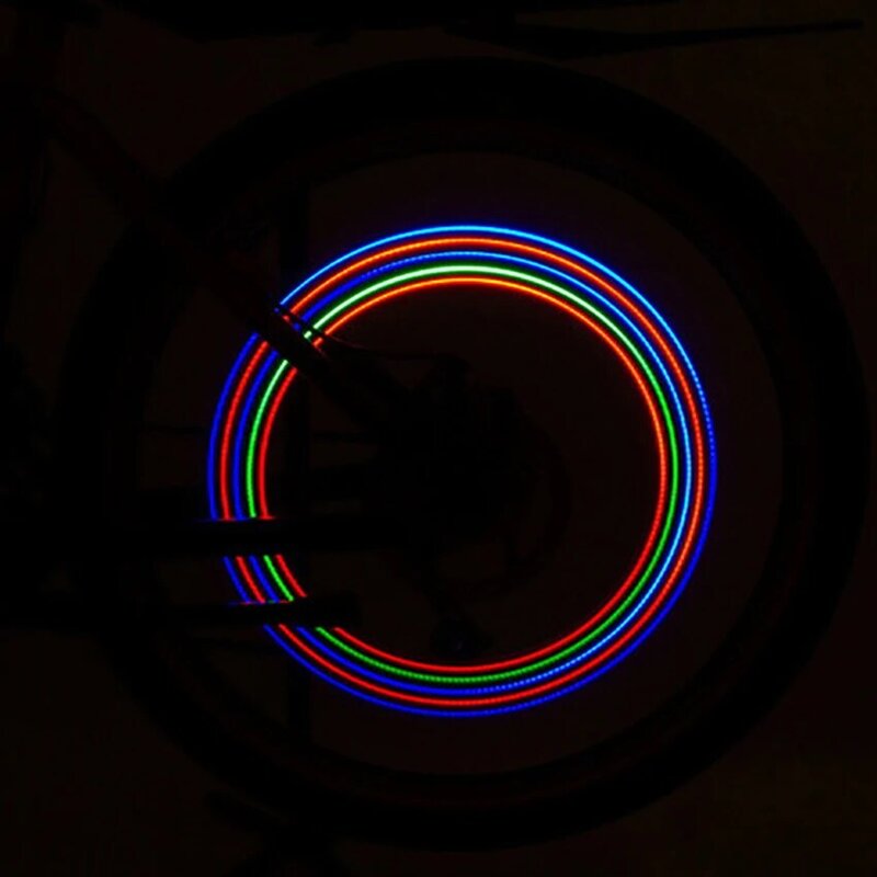 Lumière de tige de Valve de vélo décorative, 5 led, étanche, lumière de roue de vélo, néon, clignotant, brille dans la nuit, 7 Modes de Flash