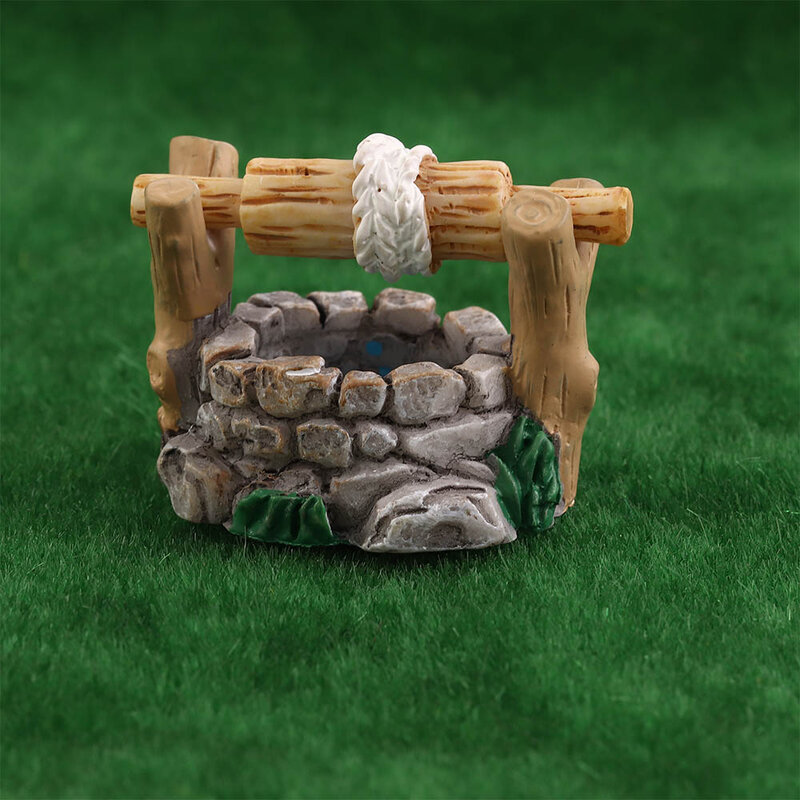 Mini casa de árbol de piscina de agua en miniatura, adorno de césped de jardín de hadas, casa de muñecas de montaña, decoración artesanal para el hogar