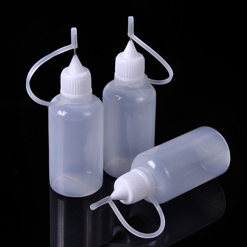 1/5 sztuk 20ml 50ml plastikowych aplikator końcówki butelka wielokrotnego napełniania butelki z kroplomierzem z końcówka igłowa czapki dla klej DIY