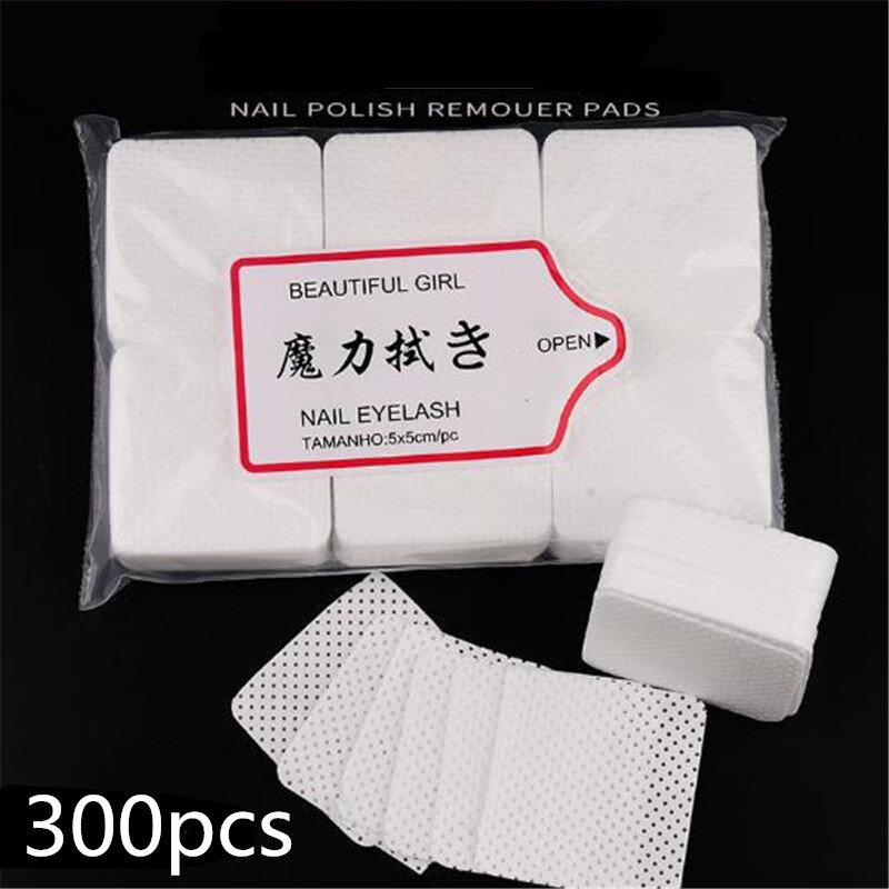 300pcs Lint-Free Nail Polish Remover Cotton Nail Wipes UV Gel Tips Remover Cleaner Paper Pad Nail Art Manicure Tool Wholesale 30
