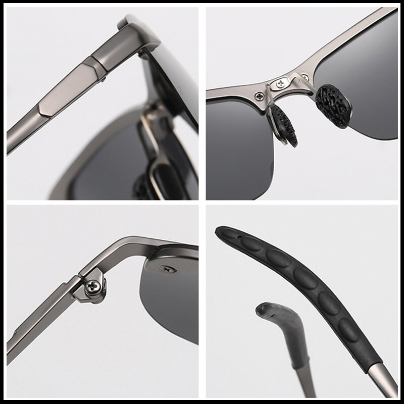 FUQIAN-Óculos de sol fotocromático para homens e mulheres, óculos de sol vintage polarizados, óculos masculinos de visão noturna
