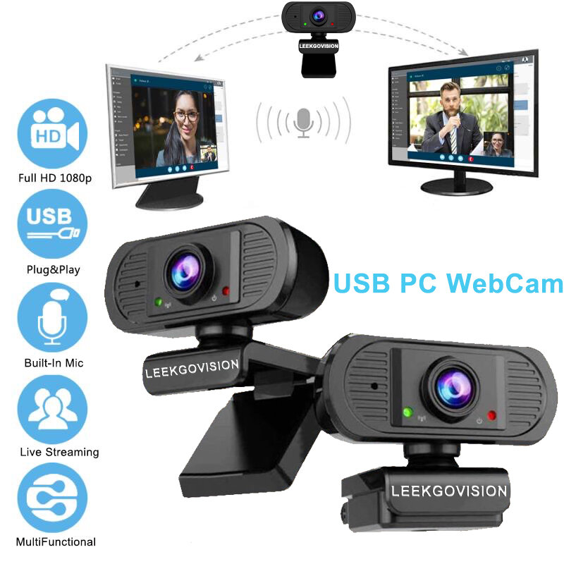HD 1080P WebCam USB PC Camera with Built-in Micphone For Laptop Computer Video Live Streaming Windows Mac Linux Android OS