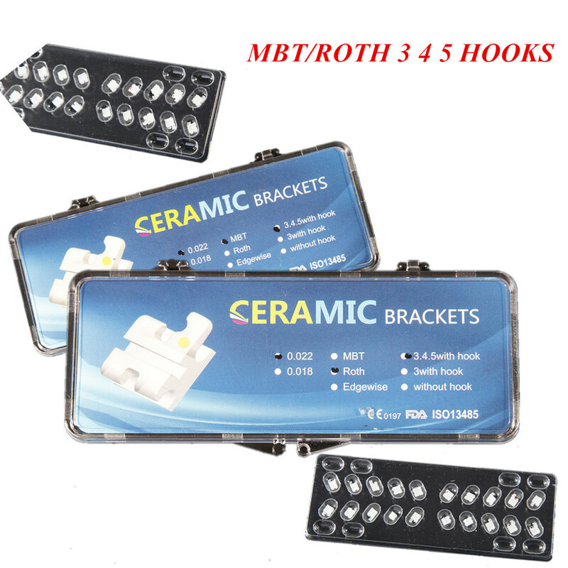 1/5/10 Pack Dental Ceramic Material Braces Bracket 5*5 hooks 3 4 5 Orthodontic Roth MBT.022 High Quality Free Shipping