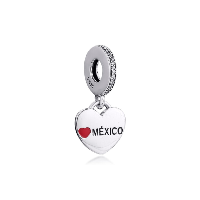 유럽 925 오리지널 팔찌, I Love Mexico Charms 스털링 실버 비즈, 쥬얼리 제작 Pulseras