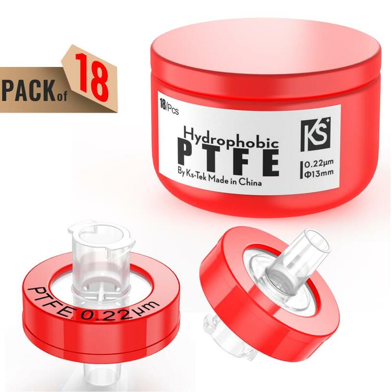 Filtri per siringhe, membrana in PTFE dimensioni dei pori da 0,22 micron, diametro 13mm, idrofobo, 18 pezzi di Ks-Tek
