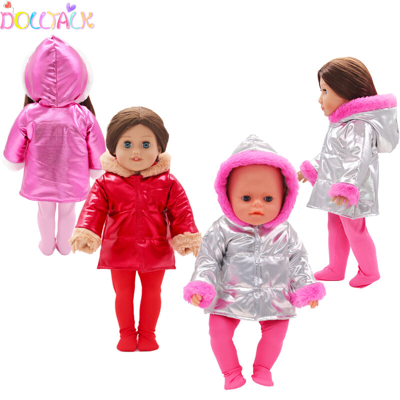 Roupas de boneca de inverno de algodão, para boneca de bebê de 43cm, capuz com figura de pelúcia para bonecas da novidade