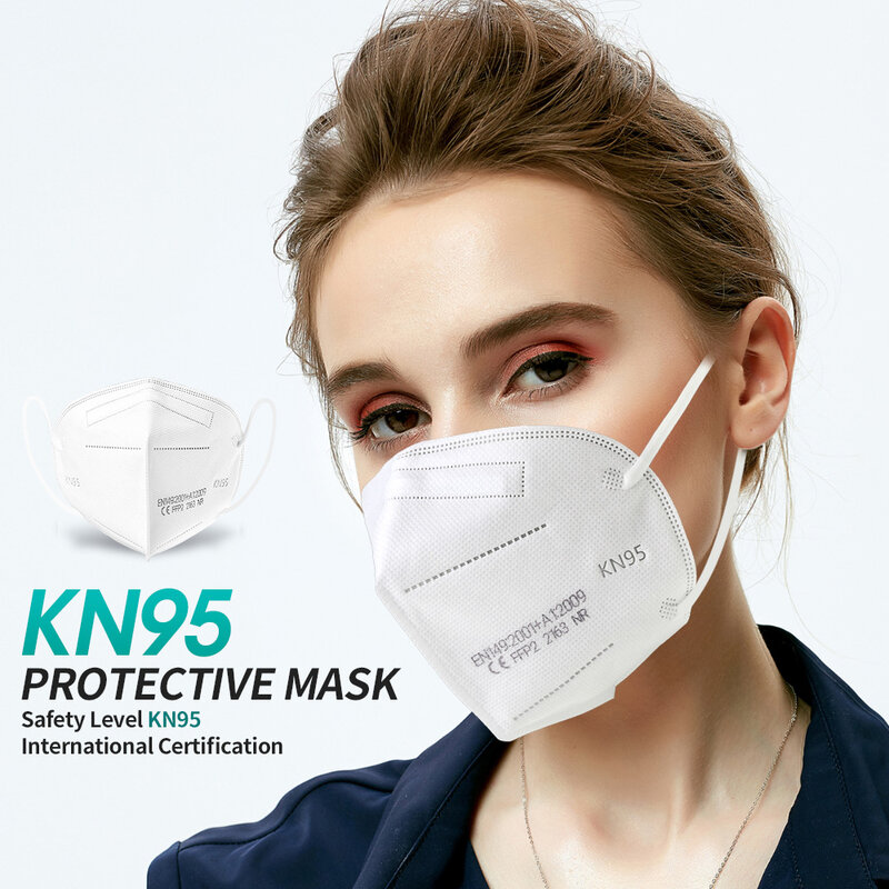 Mascarilla protectora FFP2 para adulto, máscara KN95 con certificado CE, 5 capas, reutilizable, antipolvo, certificado CE, 10-100
