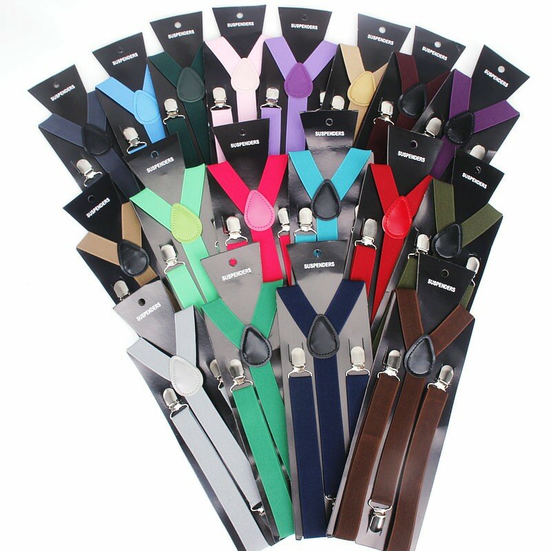 Suspensórios de couro elástico, 3 clipes, vintage, masculino, feminino, calças, suspensão de casamento para saias, 38 cores, venda imperdível