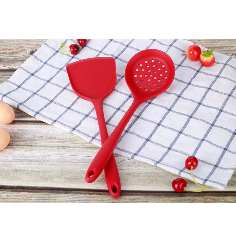 4pcs/Set Red And Black Spatula/Slotted Spoon/Spoon Kitchen Gadgets Silicone Kitchen Utensils Cooking Utensils Kitchenware Set