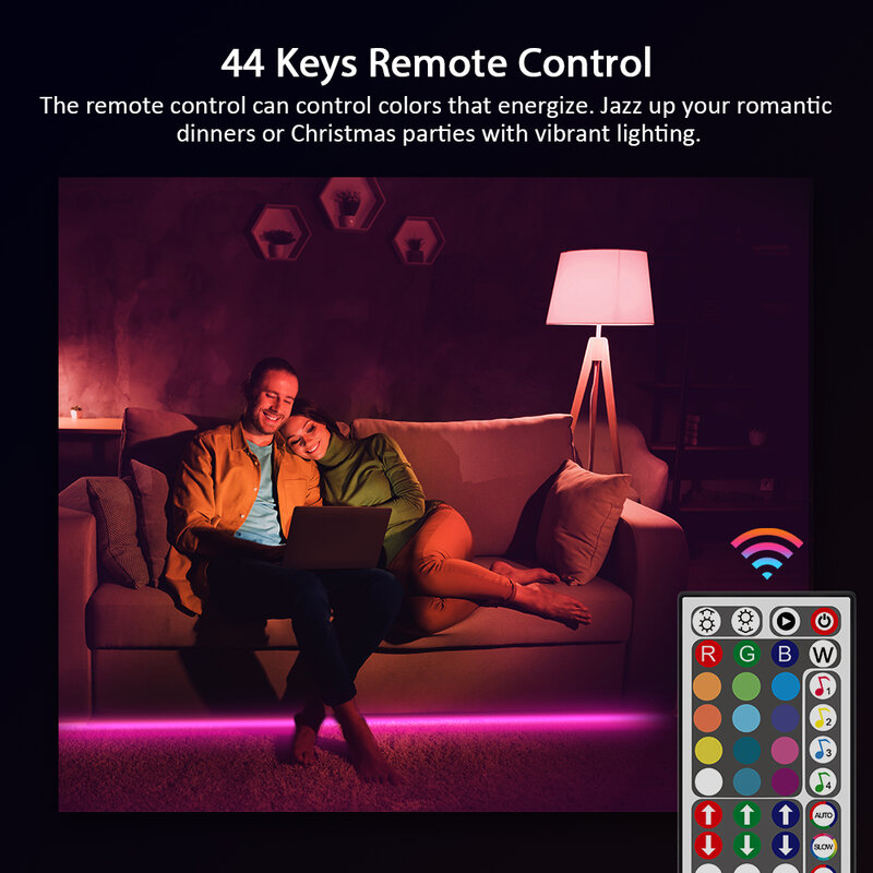 Suntech-tiras de luz LED con Bluetooth, cinta de diodo RGB 5050 Flexible de Color sincronizado con música, luces Led con micrófono incorporado para fiesta, navidad